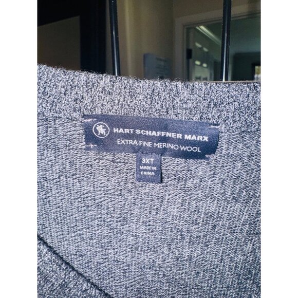 Hart Schaffner Marx Extra Fine Merino Wool Sleeveless Sweater Vest 3XT Gray - Picture 3 of 6